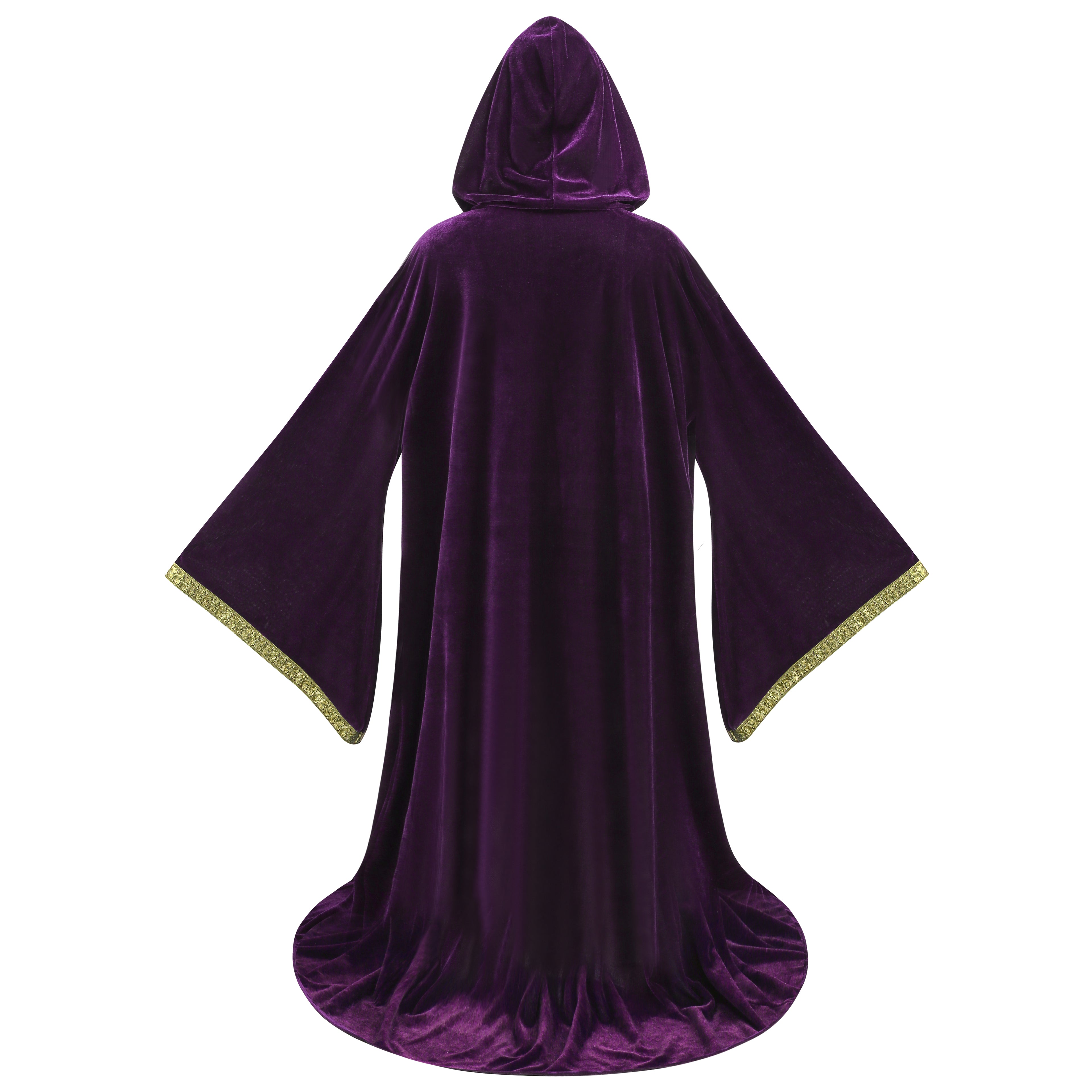 Unisex Wizard Cloak Robes With Hood Sleeves Dutch Velvet Cosplay Costume