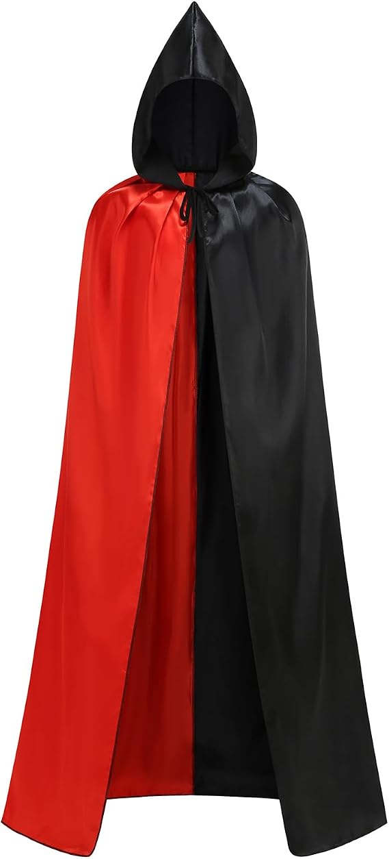 Unisex Adult Hooded Cape Full Length Halloween Christmas Costume Party Cloak Size 43" to 67"