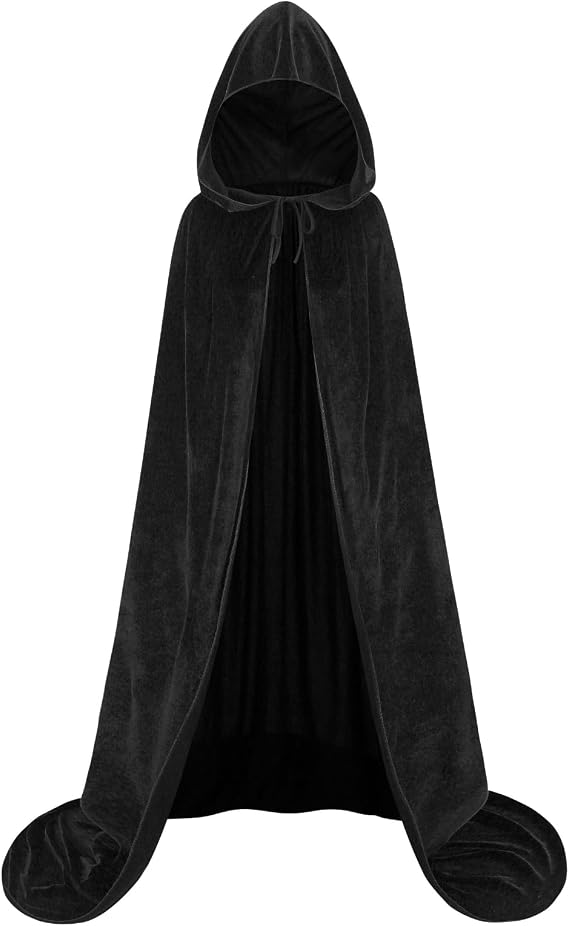 Unisex Velvet Hooded Cloak Adult Medieval Renaissance Long Cape with Hood Men Women Halloween Witch Cosplay Poncho