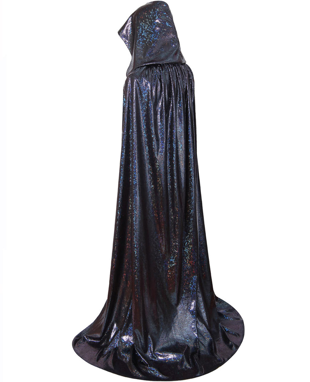 Custom Holographic Hooded Cape For Adults, Shiny Metallic Cloak Purple Silver 110‑160CM, Halloween Cosplay Festival Party Costume Cape