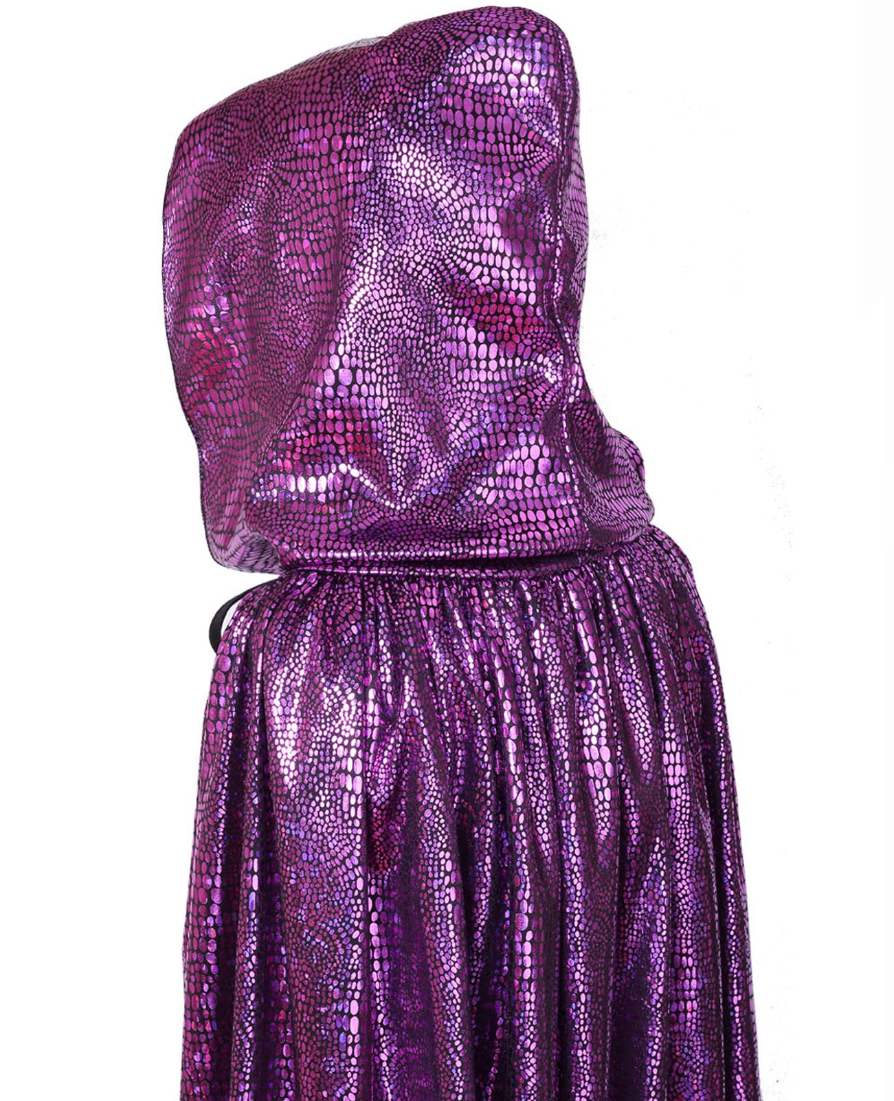 Custom Holographic Hooded Cape For Adults, Shiny Metallic Cloak Purple Silver 110‑160CM, Halloween Cosplay Festival Party Costume Cape