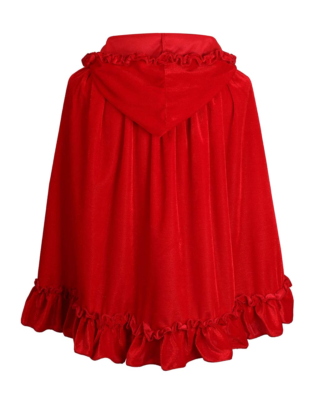 Adult Little Red Riding Hood Ruffled Hooded Cape, Red & Wine Red Cloak 60‑65‑70cm Shoulder‑to‑Hem for Fairy Tale Halloween Cosplay