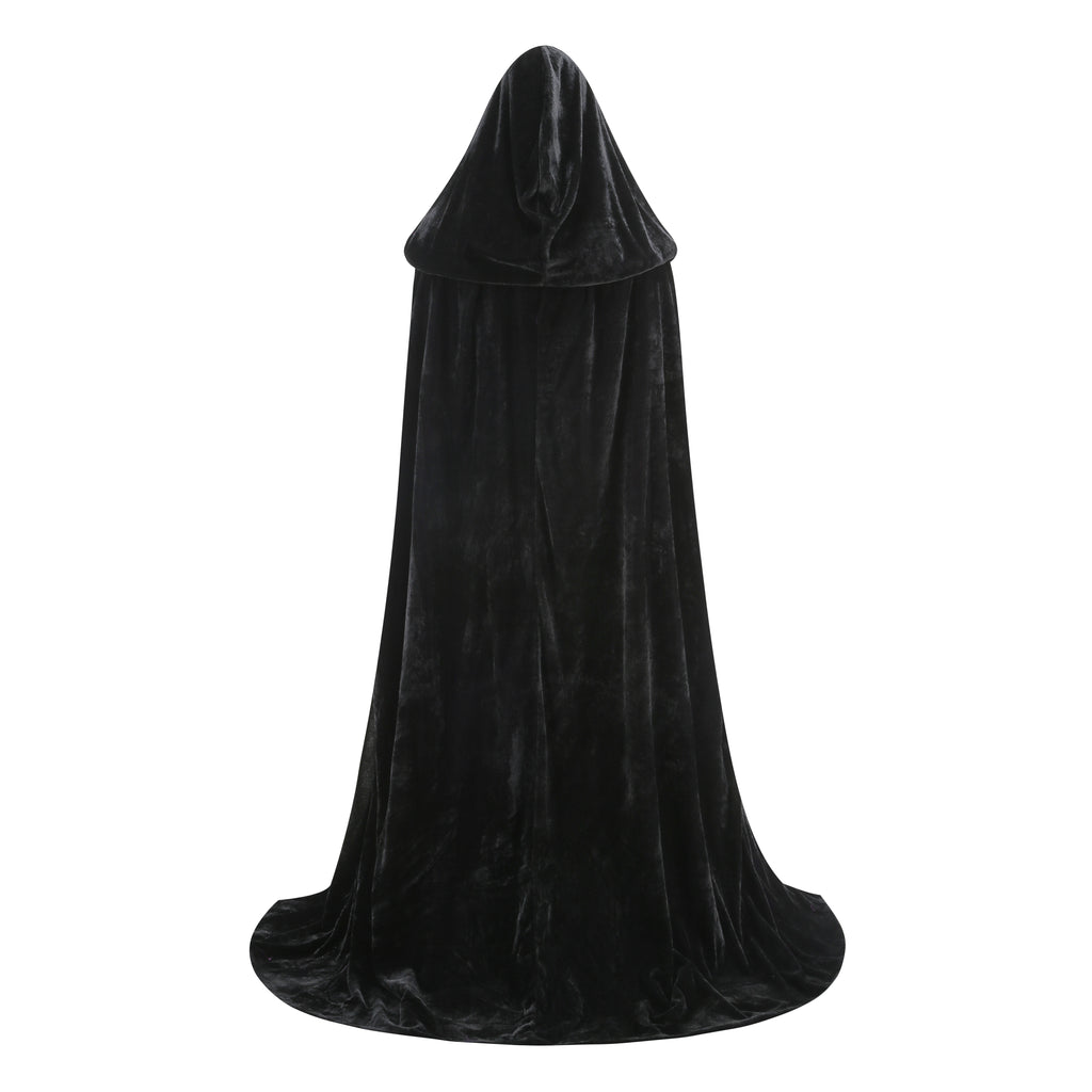 Unisex Wizard Cloak Robes With Hood Sleeves Lace Cape Cosplay Halloween Costume