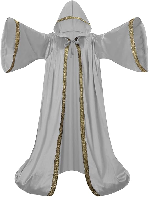 Unisex Wizard Cloak Robes With Hood Sleeves Dutch Velvet Cosplay Costume