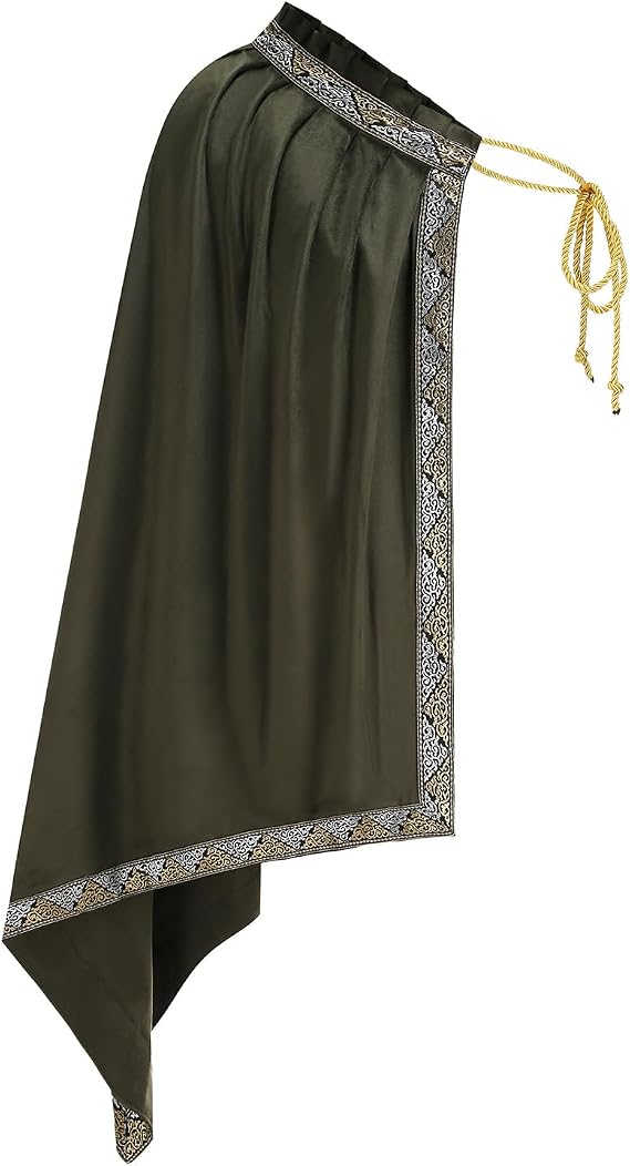 Unisex Renaissance Cloak Medieval Shawl Half Shoulder Cape Knight Warrior Halloween Costume