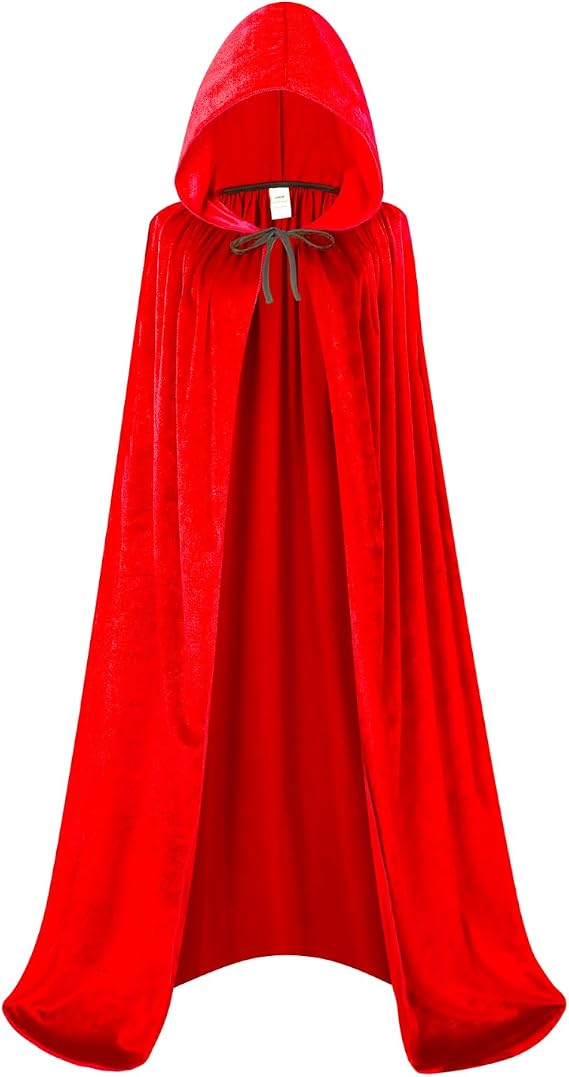 Unisex Velvet Hooded Cloak Adult Medieval Renaissance Long Cape with Hood Men Women Halloween Witch Cosplay Poncho