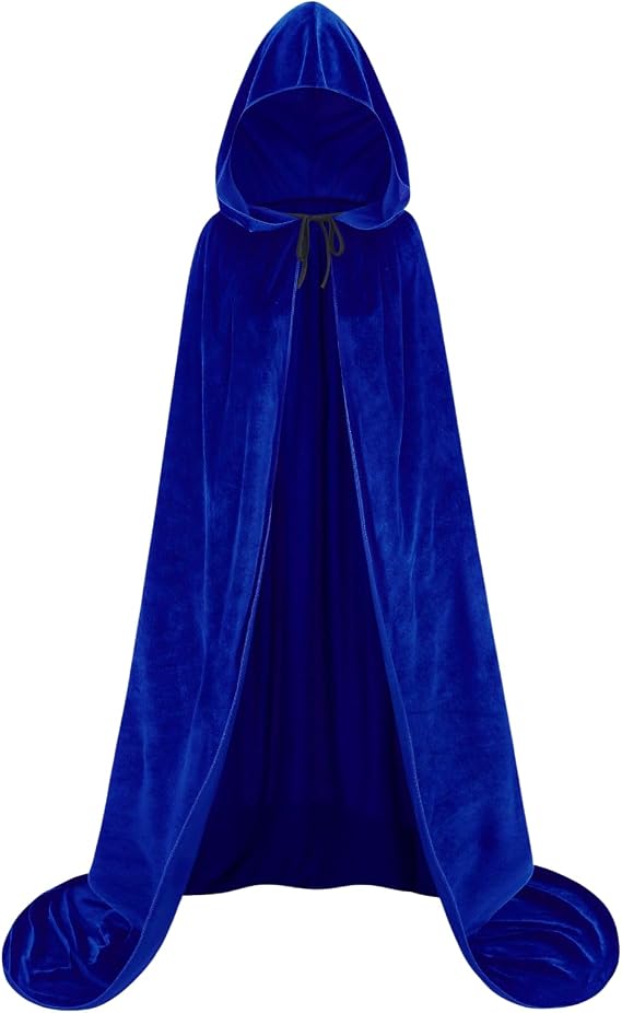 Unisex Velvet Hooded Cloak Adult Medieval Renaissance Long Cape with Hood Men Women Halloween Witch Cosplay Poncho