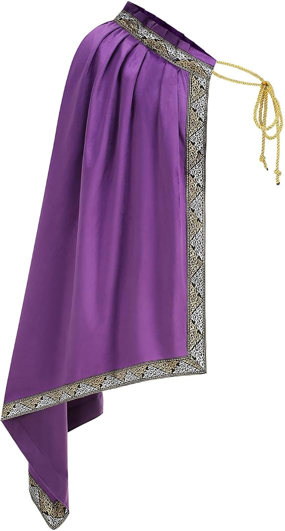 Unisex Renaissance Cloak Medieval Shawl Half Shoulder Cape Knight Warrior Halloween Costume