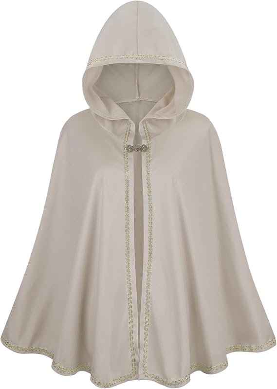 Adult Women Medieval Renaissance Hooded Cape Women Velvet Short Lace Cloak Victorian Halloween Witch Cosplay