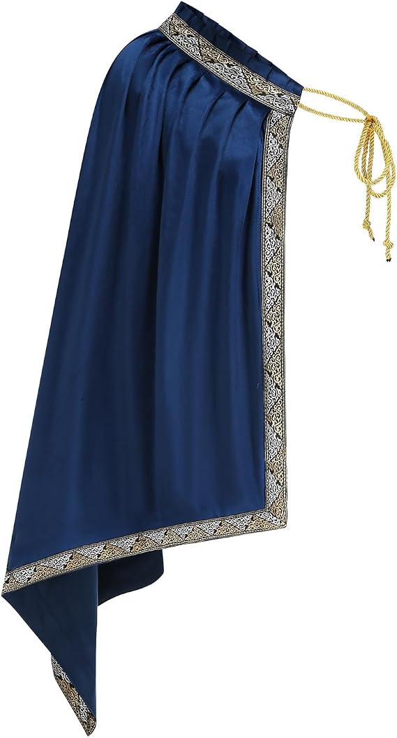 Unisex Renaissance Cloak Medieval Shawl Half Shoulder Cape Knight Warrior Halloween Costume