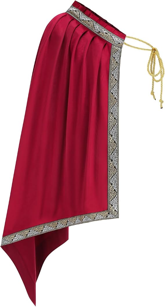 Unisex Renaissance Cloak Medieval Shawl Half Shoulder Cape Knight Warrior Halloween Costume