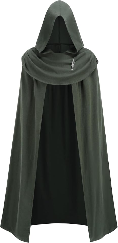 Adult Medieval Cloak with Hood Renaissance Cloak Halloween Christmas Party Outfits for Women and Men
