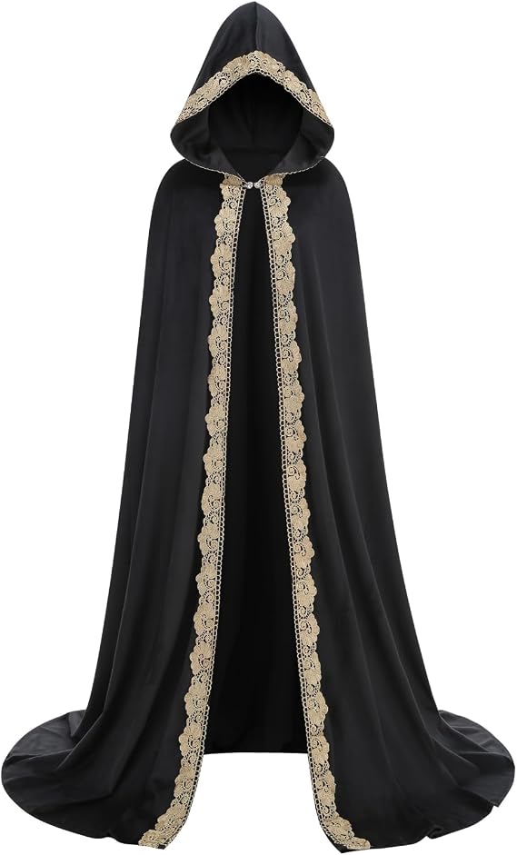 Adult Medieval Renaissance Hooded Cloak Women Men Vintage Long Cape with Hood Halloween Witch Cosplay Costume