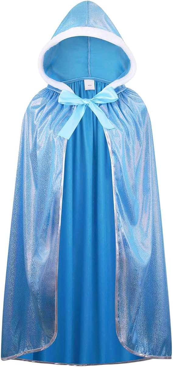 Princess Costumes Hooded Cape for Ladies Fairy Tale Fancy Dress Women Cloak for Halloween Christmas Birthday World Book Day- Includes Earrings, Necklace, Scepter, Crown and Ring