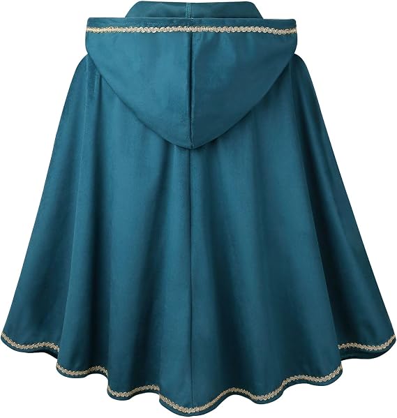 Adult Women Medieval Renaissance Hooded Cape Women Velvet Short Lace Cloak Victorian Halloween Witch Cosplay