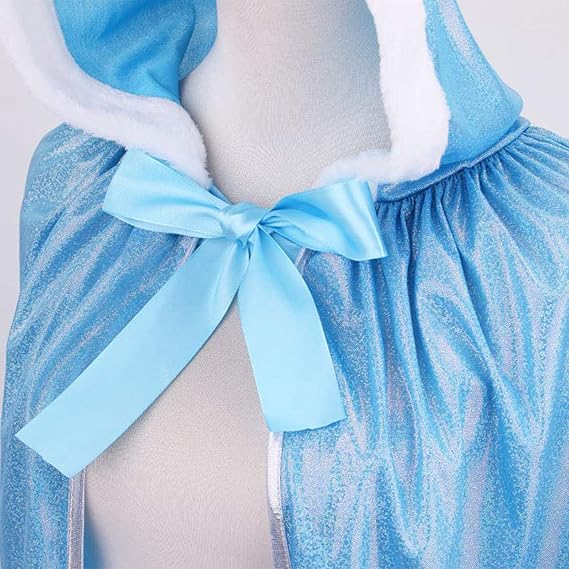Princess Costumes Hooded Cape for Ladies Fairy Tale Fancy Dress Women Cloak for Halloween Christmas Birthday World Book Day- Includes Earrings, Necklace, Scepter, Crown and Ring