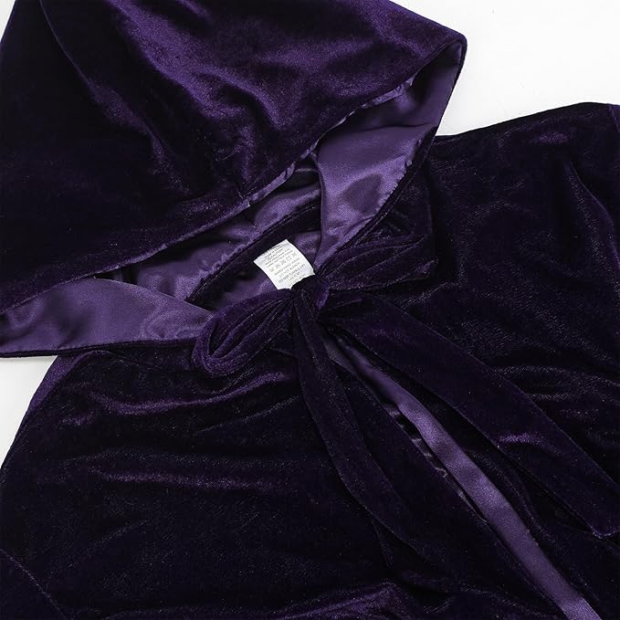 Adult Wizard Robe Warlock Cloak Costume with Sleeves Satin Robe with Hood Halloween