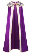 Adult King Cape 3‑Piece Set Custom Velvet Cloak White Trim With Crown & Scepter 120CM 140CM 150CM Purple Blue Medieval Royal Cosplay Costume