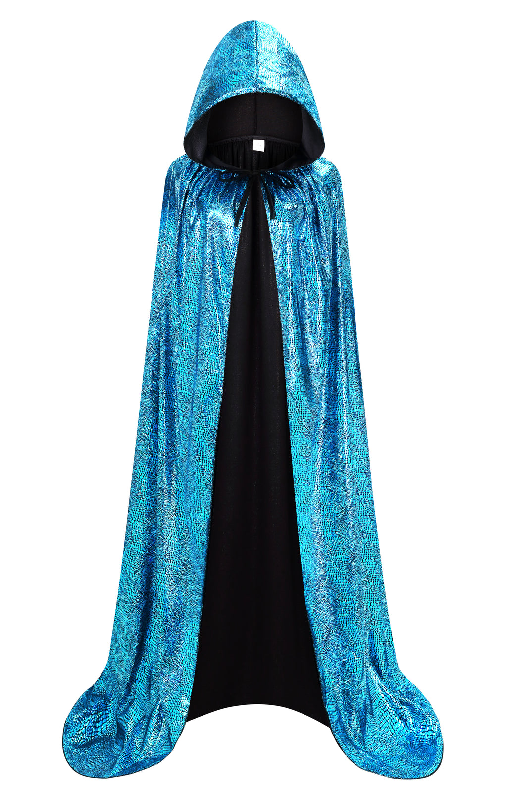 Custom Holographic Hooded Cape For Adults, Shiny Metallic Cloak Purple Silver 110‑160CM, Halloween Cosplay Festival Party Costume Cape