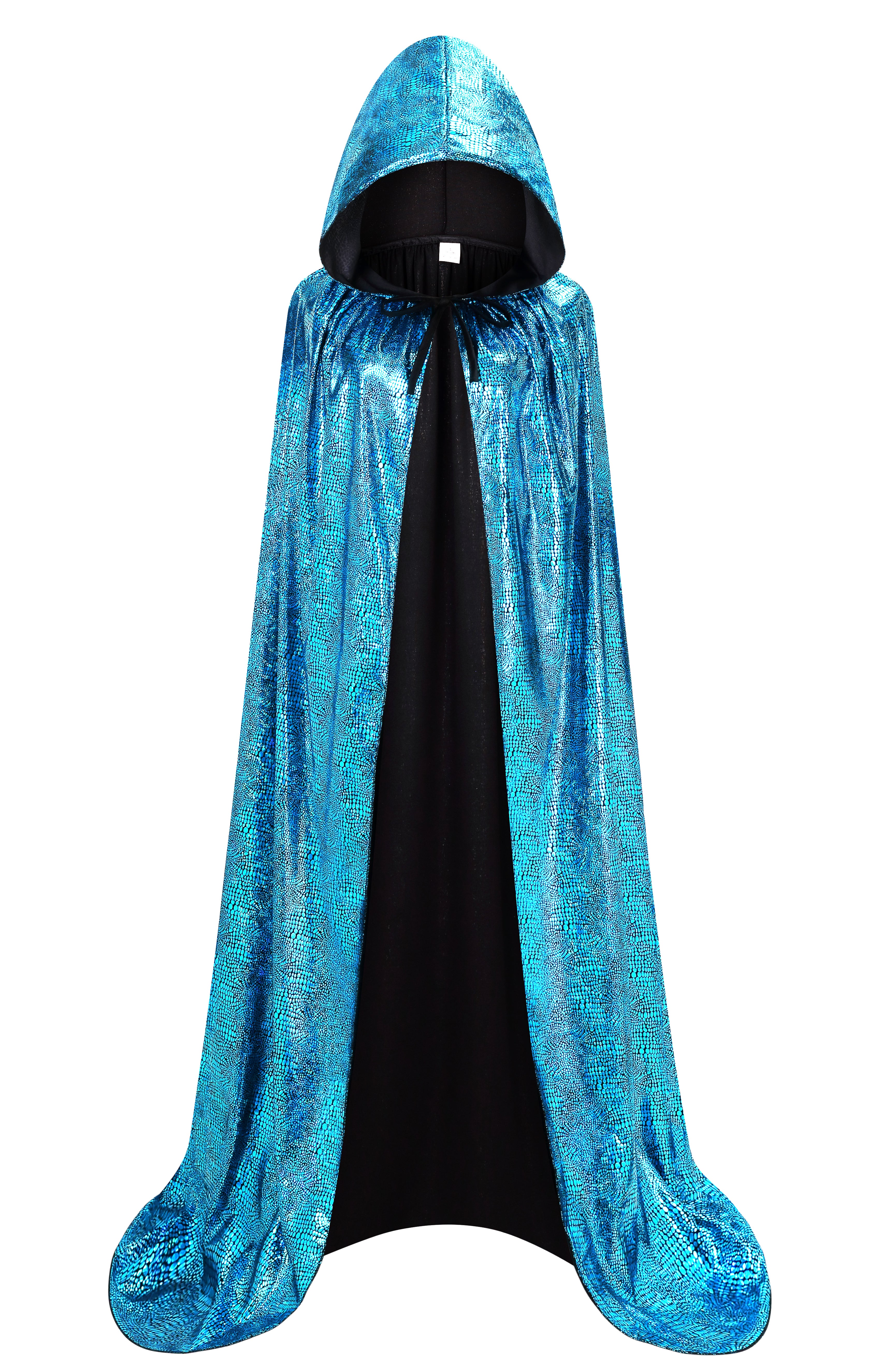 Custom Holographic Hooded Cape For Adults, Shiny Metallic Cloak Purple Silver 110‑160CM, Halloween Cosplay Festival Party Costume Cape