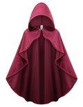 Women Velvet Hooded Medieval Cape, Burgundy Cloak 90cm / 100cm, Renaissance Cosplay Halloween Costume for Adult