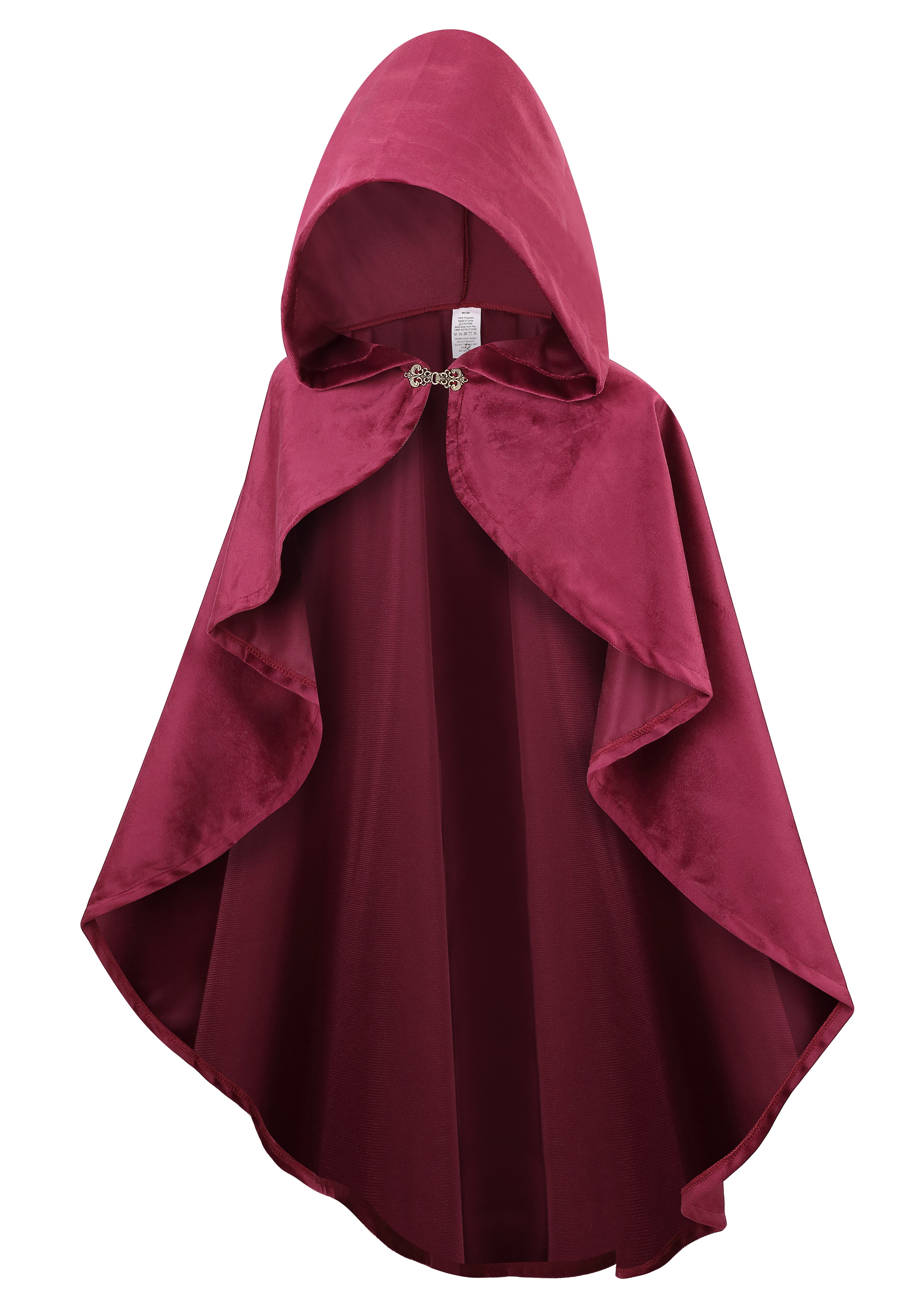 Women Velvet Hooded Medieval Cape, Burgundy Cloak 90cm / 100cm, Renaissance Cosplay Halloween Costume for Adult