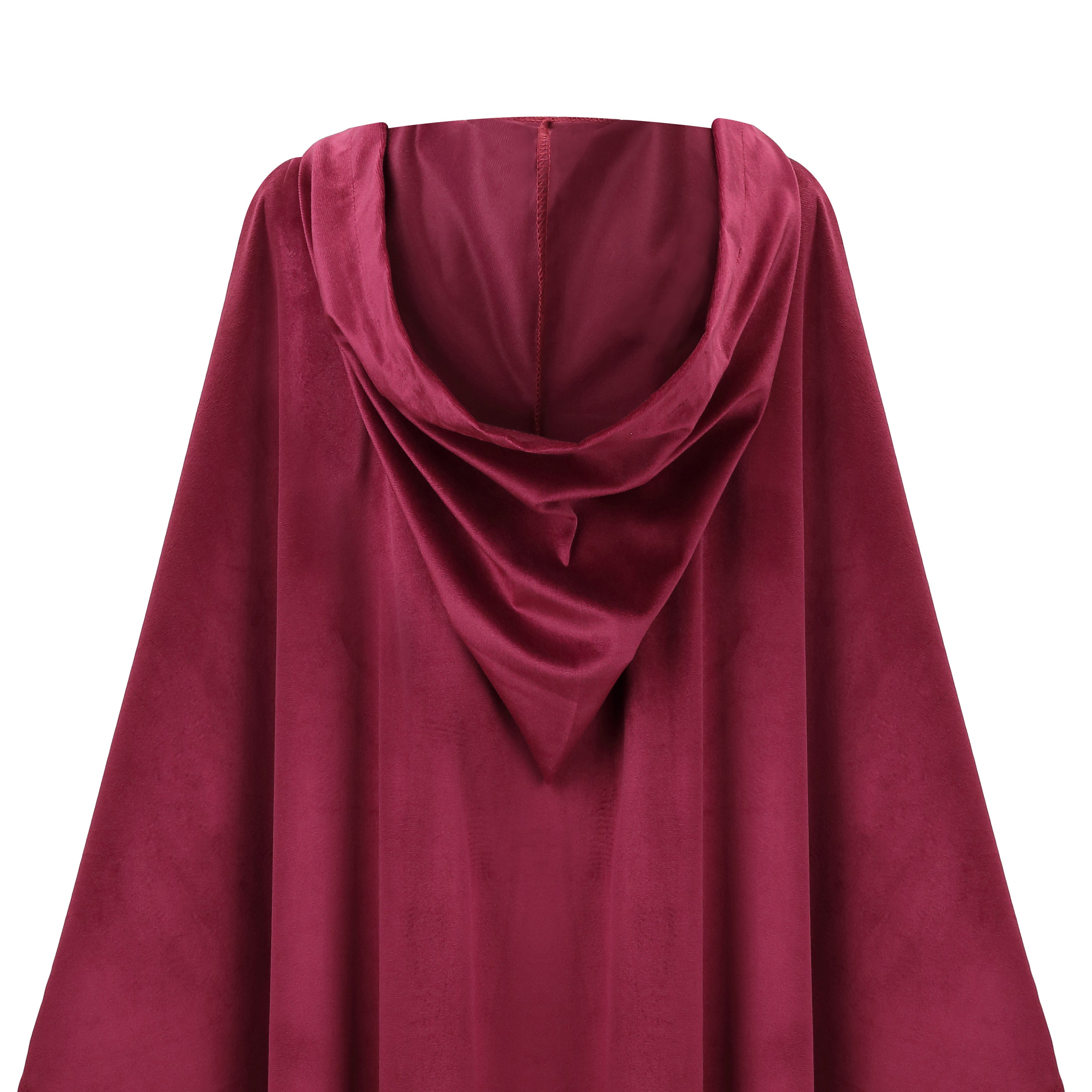 Women Velvet Hooded Medieval Cape, Burgundy Cloak 90cm / 100cm, Renaissance Cosplay Halloween Costume for Adult