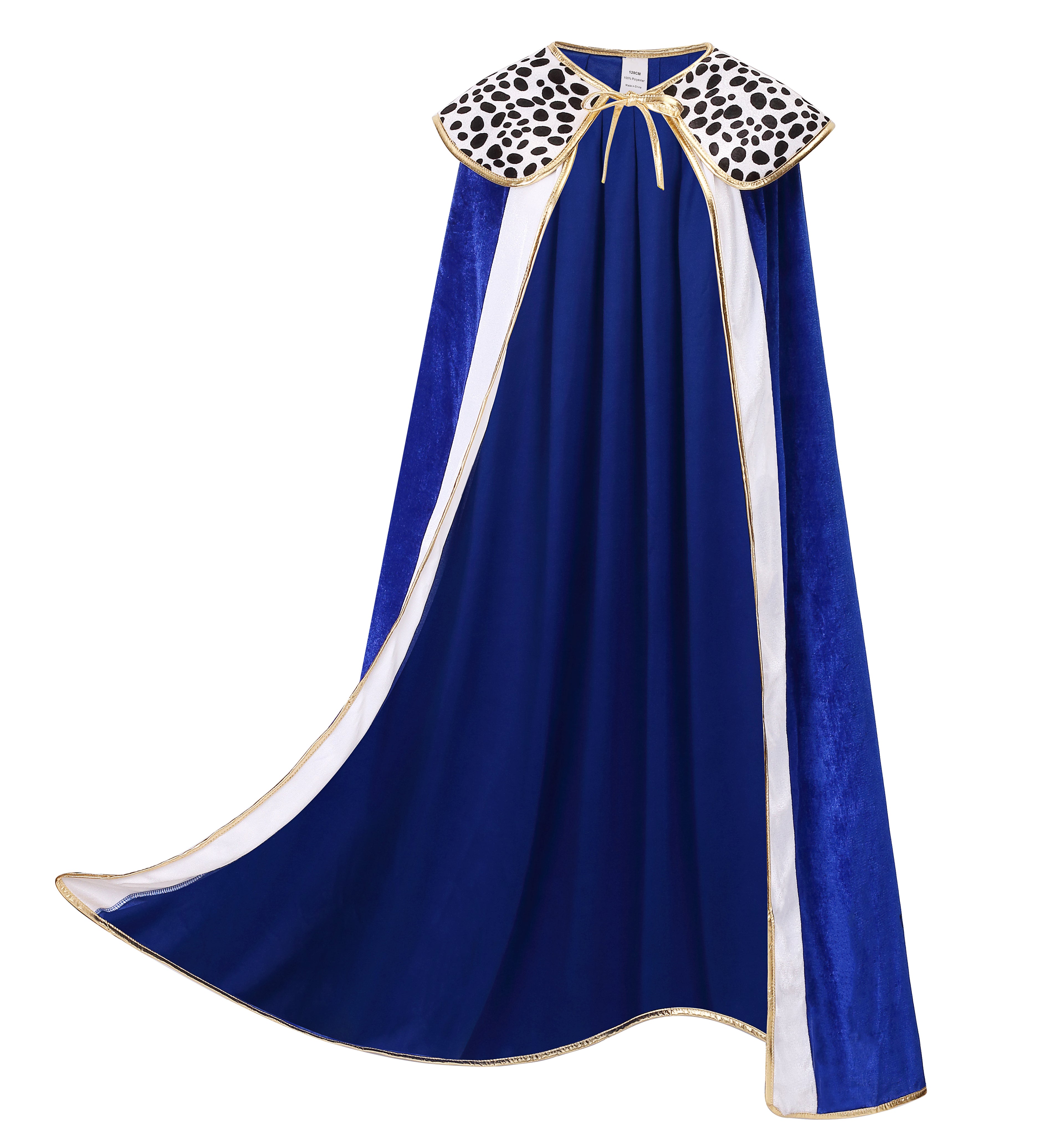Adult King Cape 3‑Piece Set Custom Velvet Cloak White Trim With Crown & Scepter 120CM 140CM 150CM Purple Blue Medieval Royal Cosplay Costume