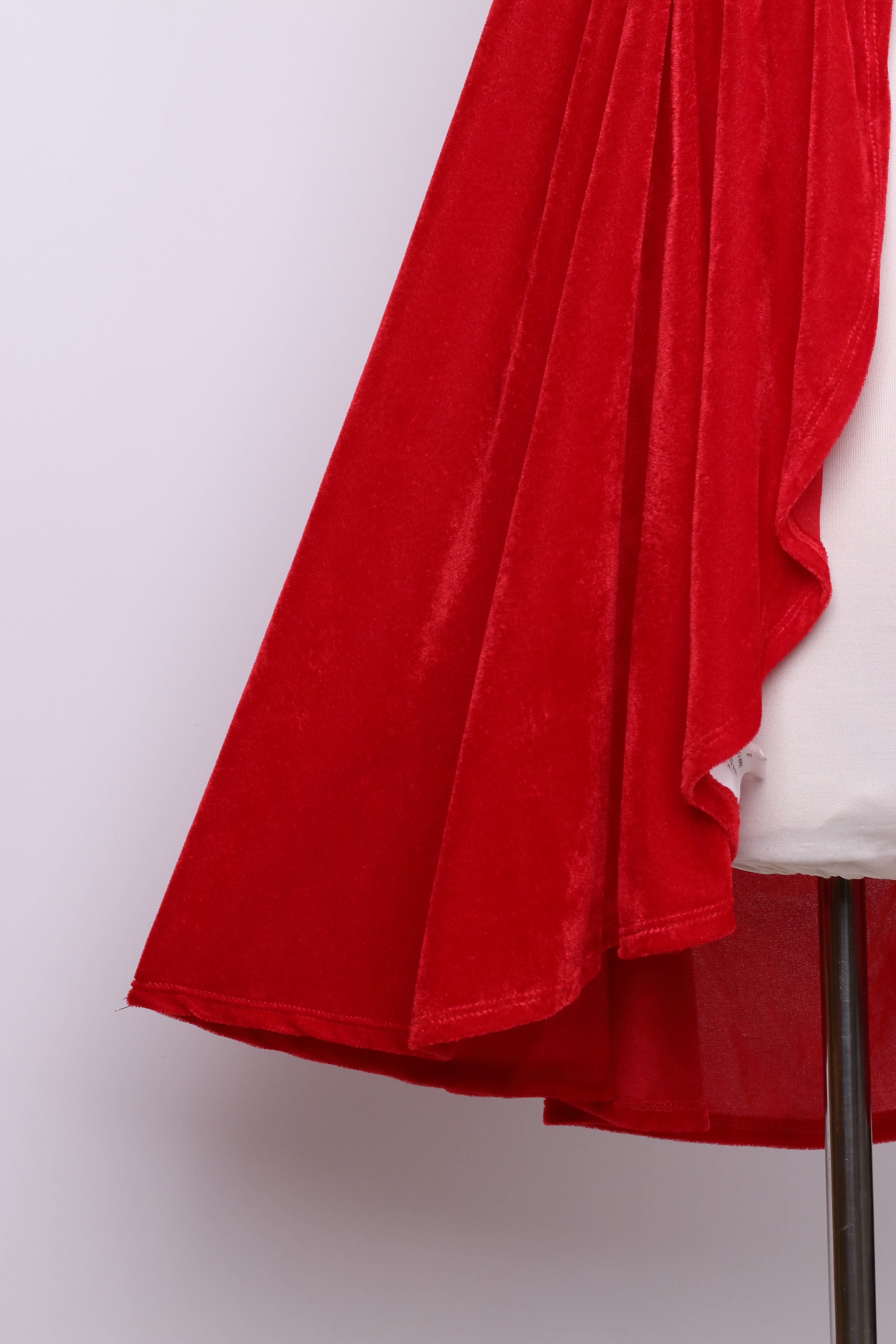 Adult Little Red Riding Hood Solid Velvet Hooded Cape, Bright Red & Wine Red Cloak 60‑65‑70cm Shoulder‑to‑Hem for Fairy Tale Halloween Cosplay