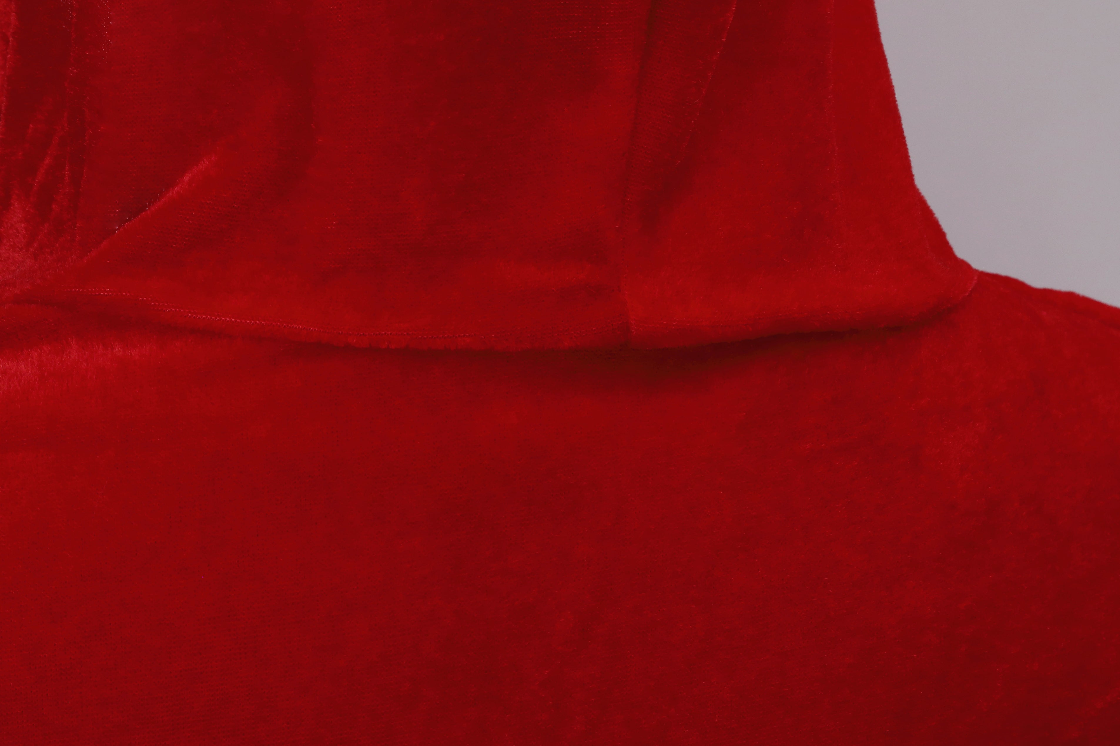 Adult Little Red Riding Hood Hooded Cape, Velvet Cloak With Woven Floral Lace Trim 60‑65‑70cm Shoulder‑to‑Hem for Fairy Tale Halloween Cosplay