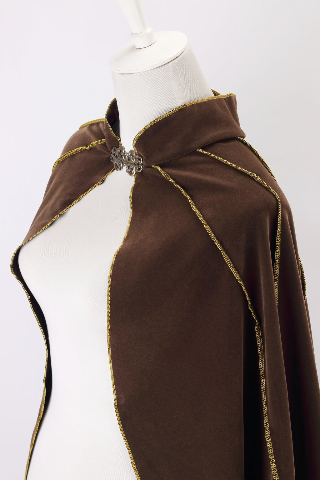 Women's Medieval Cloak Renaissance Costume Royal Cape Halloween | Adult Victorian Deluxe Stand Collar Gold Trim Velvet Cloak for Halloween Christmas Party LARP Witch Princess Queen Outfit