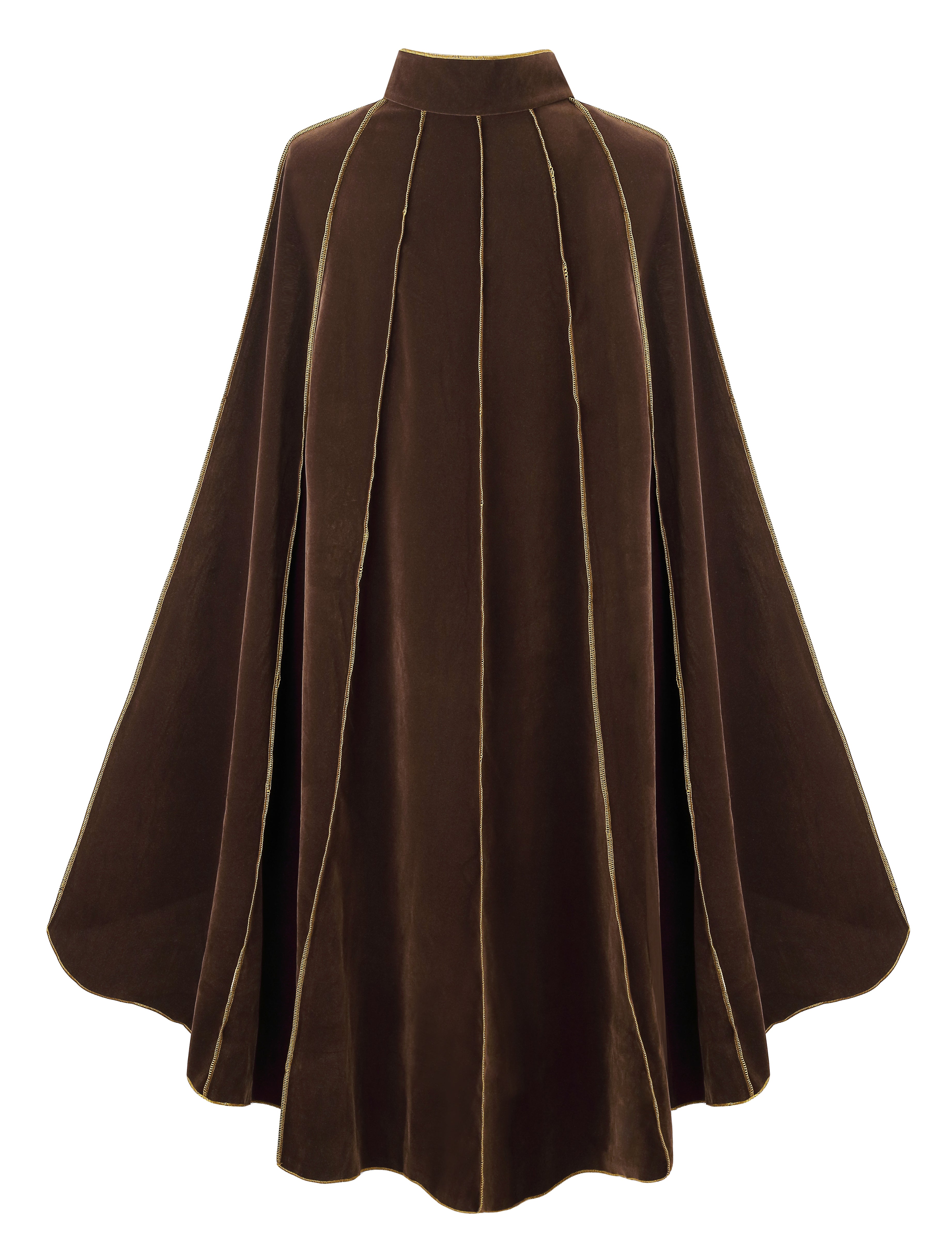 Women's Medieval Cloak Renaissance Costume Royal Cape Halloween | Adult Victorian Deluxe Stand Collar Gold Trim Velvet Cloak for Halloween Christmas Party LARP Witch Princess Queen Outfit